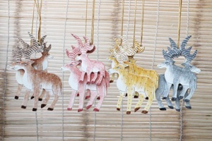 Juego de renos de estilo clásico respetuoso con el medio ambiente personalizable, decoraciones colgantes de Navidad, adornos de papel con logotipo personalizado - Product Image 4
