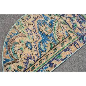 Clásico azul Beige 2,5X1,5 pies alfombra turca hecha a mano felpa poliéster lana pila Rectangular Patchwork patrón para sala de estar dormitorio - Product Image 5