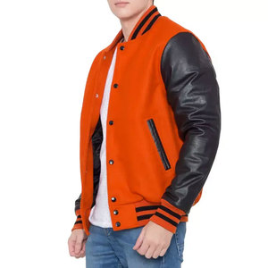 Chaqueta universitaria de alta calidad de fabricante para mujer, chaqueta universitaria de béisbol personalizada con mangas de cuero bordadas, prendas de vestir - Product Image 3