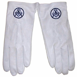 2025 Gants Master Mason Blue Lodge avec boussole carrée en cuir blanc et broderie francs-maçons extérieur Regalia OEM disponible - Product Image 3