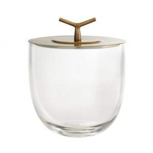 Clear ribbed <b>glass</b> ice bucket with modern silhouette and ergonomic grip designed for daily use or party styling - Product Image 3