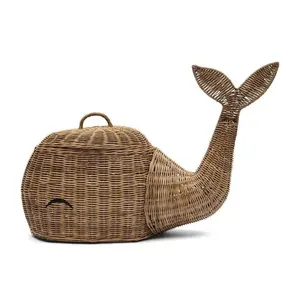 Schattige Walvisvormige Opbergmand Rieten Boho Rotan Wasmand Bohemian Mand Voor Kinderkamer Speelgoed Opbergmanden Kids Decor