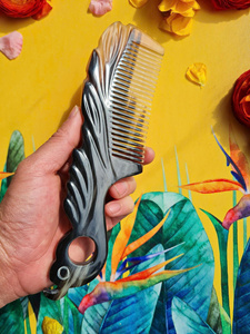 Peine de cuerno de búfalo suministrado para minoristas de cuidado del cabello Socios de regalo al por mayor y servicios de cumplimiento de exportación - Product Image 5