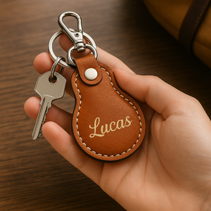 Porte-clés personnalisé en cuir véritable petit porte-clés avec insertion photo produit en cuir de qualité supérieure - Product Image 2