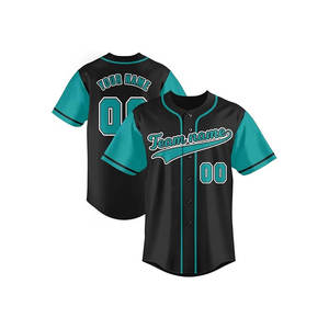 Maillot de baseball noir personnalisé, chemise boutonnée, nom et numéro personnalisés, uniforme sportif unisexe - Product Image 3