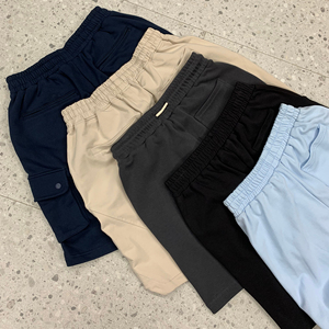 OEM กางเกงออกกำลังกายขาสั้นสำหรับผู้ชายกางเกงขาสั้นผ้าตาข่ายคอตตอนใส่สบายลายถนน - Product Image 5