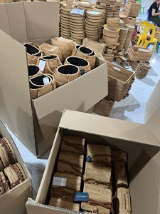 Posavasos de mimbre y ratán estilo bohemio 100 por material natural | Juego redondo para café té - Product Image 5