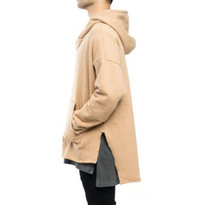 Sweat à capuche d'hiver personnalisé pour homme 100% coton biologique imprimé vintage délavé à l'acide coupé déchiré écologique - Product Image 3