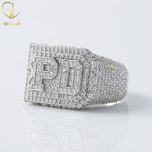 Nouveautés Testeur de diamants Iced Out Pass Round Cut Moissanite Diamond Custom Letter Hiphop Ring For Men - Product Image 6