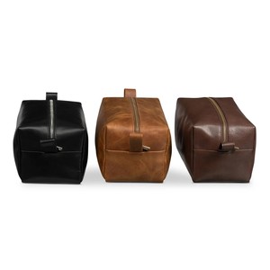 Custom Logo and Size Original Leather Toiletry <b>Bag</b> Waterproof Large Capacity Wash <b>Bag</b> for <b>Men</b> & Women Hanging Toiletry Pouch - Product Image 1