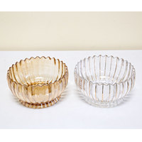Luckygoods QT260099 Vente en gros de bols en verre côtelé à bord doré, bols à collation en verre ambré transparent pour la maison, l'hôtel et les mariages