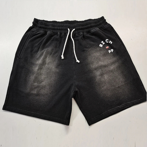 <b>Men</b> Acid Wash Faded Canvas 100% Cotton Breathable <b>Shorts</b> Hip Hop Oversized Relaxed Fit Street Style Summer <b>Lounge</b> Trendy Wear - Product Image 1