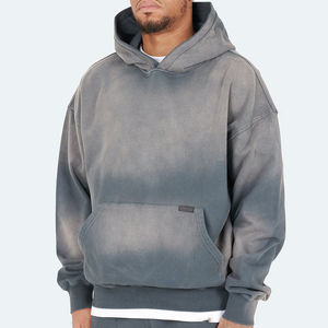Sudadera con capucha extragrande personalizada al por mayor 2026, de ajuste regular, bordada, de forro polar 100% algodón, con efecto desgastado, estilo urbano, tallas grandes - Product Image 2