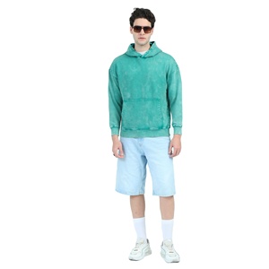 เสื้อฮู้ดดี้ผู้ชายทรงโอเวอร์ไซส์ ล้างสีแบบแอซิด ผ้าคอตตอนผสม แขนยาว สไตล์ลำลอง สตรีทแวร์ พิมพ์ลายตามสั่ง เสื้อสเวตเชิ้ตแบบพื้นฐาน ผู้ผลิต OEM จำนวนมาก - Product Image 4