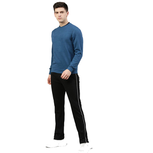 Pull à capuche d'hiver à col rond pour hommes 100% coton sweat thermique à manches longues chaud respirant couleur unie imprimé teint uni - Product Image 6