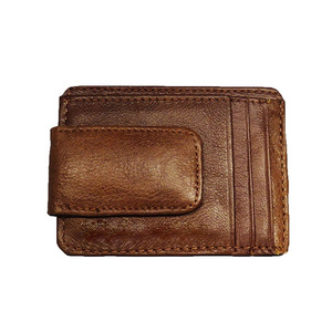 Vente en gros de pinces à billets minces en cuir véritable unisexe style vintage pour hommes et femmes - Product Image 4