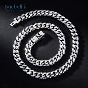 Cadena de eslabones cubanos con hebilla de caja de letras iniciales de Miami de 10mm de Plata de Ley 925 chapada en oro de 14 quilates para hombres - Product Image 6