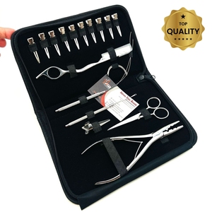 Juego de herramientas de alicates para extensiones de cabello al por mayor de acero inoxidable de grado superior con acabado de espejo plateado con lazo de afeitar y gancho con logotipo personalizado - Product Image 2