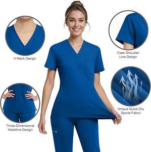 Uniforme médico ligero y transpirable para mujer, uniforme de enfermería, Top con cuello en V y pantalones para correr - Product Image 2