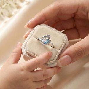 Jeulia Custom Mother-Child Heart <b>Ring</b> with Gold Plated Stainless Steel and Birthstone Engraving - Product Image 4