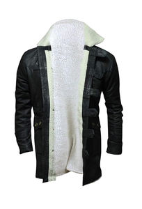 Best Quality Factory Price <b>Fur</b> Shearling Pea Rises <b>Coat</b> Men's Distressed Brown Trench Genuine <b>Leather</b> Knight Jacket OEM Custom - Product Image 3