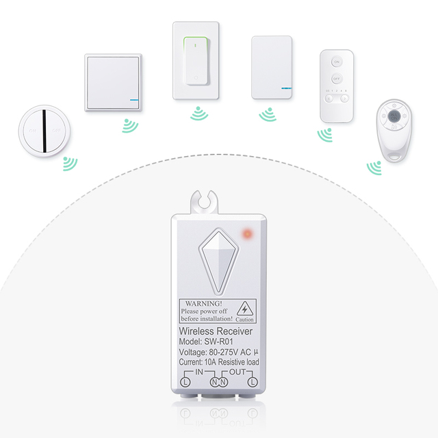 Remote Ceiling Light Switch 433mhz Rf Switches 10A Relay 1000W LED 80-275V Waterproof Wireless Light Switch Kit