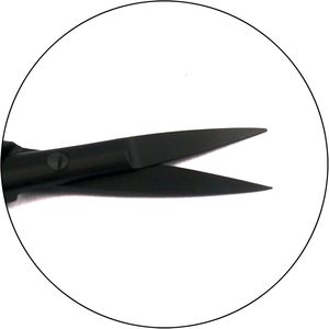 Tijeras de Doble Acción con Resorte para Manicura Rusa, Pestañas y Cejas, de Acero Inoxidable Negro Mate, por Life Care Instruments - Product Image 2