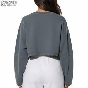 New Style Women Oversized <b>Top</b> Wholesale <b>Crop</b> Loose Half Zip Up Turn-down Collar Sweatshirts For Women Cotton Sweatshirt Branded - Product Image 5