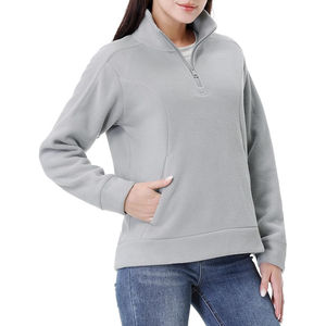 Vente en gros de pull à fermeture éclair pour femmes respirant décontracté à manches longues col montant demi-fermeture éclair sweat 2025 hauts de chemise à la mode - Product Image 1
