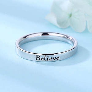 Anello da Uomo in Argento Sterling 'Believe' per Uso Quotidiano, con Incastonatura di Zirconi - Product Image 2