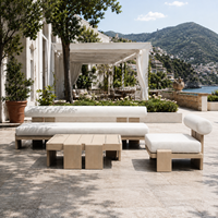 Ensemble de canapés en teck imperméable pour l'extérieur, OEM personnalisé, mobilier de patio pour hôtel-resort, design minimaliste