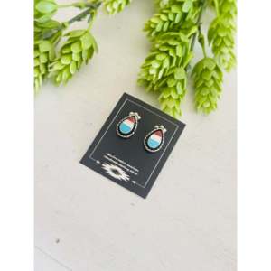 Zuni Handmade Multi-Stone & Sterling Silver Shadowbox <b>Earrings</b> with <b>Post</b> Inlay Cultural Collectible Jewelry - Product Image 4