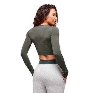 2025 Women Yoga Top Breathable Spandex Four-Way Stretch Short Sleeve Skinny Fit <b>Nude</b> Feeling Skin-friendly Training Fitness - Product Image 3