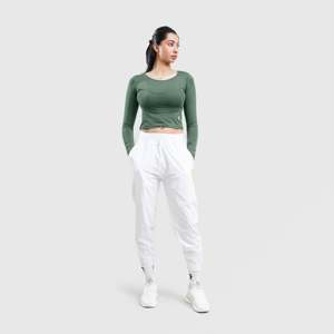 เสื้อโยคะแขนยาวสีเขียว W024 เสื้อยืดใส่สบายสำหรับออกกำลังกายและเล่นกีฬา - Product Image 4