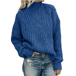 Suéter de cuello de tortuga liso para mujer, jersey de diseño personalizado de la mejor calidad, 100% algodón, con el mejor precio de venta