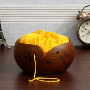 Bol à laine en bois de palissandre indien sculpté à la main 6 x 3 pour le tricot et le crochet Beau bol artisanal antique de 8 pouces de qualité supérieure - Product Image 2