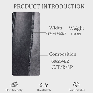 Tissu en denim sergé noir <span class=keywords><strong>de</strong></span> haute qualité en gros, 10 OZ, pour garçons et filles, écologique, respirant, extensible - Product Image 2