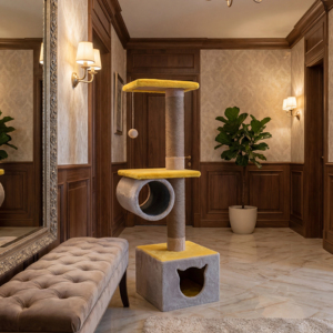 ต้นไม้แมวคุณภาพสูง Amistar Classic Jute Cat Tree Mira พร้อมอุโมงค์สำหรับแมว ทนทาน 4 ชั้นขึ้นไป - Product Image 5