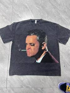 เสื้อยืดผู้ชายทรงบ็อกซี่ ผ้าฝ้ายผสมไม้ไผ่ คุณภาพสูง เป็นมิตรกับสิ่งแวดล้อม สไตล์เรโทร ลุควินเทจ ผ้าถักเนื้อแน่น รับผลิตแบบ OEM พร้อมโลโก้ตามสั่ง - Product Image 6