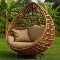 Ensemble complet de fauteuil œuf en rotin robuste et confortable pour salon, jardin, balcon, intérieur, excellent mobilier d'extérieur pour utilisation en parc