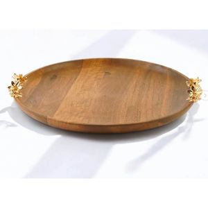 Hotel Tableware <b>Tea</b> And Coffee Serving Tray Handcrafted Wooden Tray With <b>Butterfly</b> Metal Handle Snacks Or Dessert Server Platter - Product Image 6