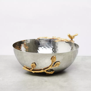 <b>Stainless</b> <b>Steel</b> <b>Bowl</b> Decorative Hammered Dough <b>Bowl</b> Crafts Leaf Branch Designing Crafts Best Price - Product Image 3