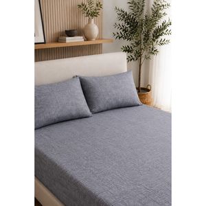 Ensemble de draps-housses extra larges 100% coton gris, respirant - Product Image 2