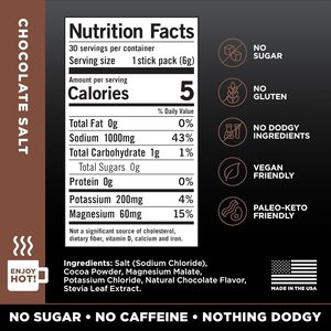 LMNT <b>Zero</b> <b>Sugar</b> Hot Chocolate or Coffee Mixer - Chocolate Salt | Drink Mix | 30-Count - Product Image 3