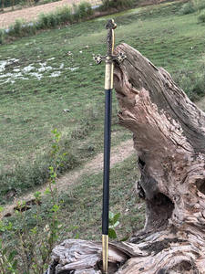 ดาบอัศวินเทมพลาร์ โลหะเหล็กดามัสกัส ผลิตตามสั่ง (OEM) สำหรับคอสเพลย์ฟรีเมสัน ยุคกลาง ด้ามจับทองเหลือง รับประกัน 3 ปี - Product Image 2