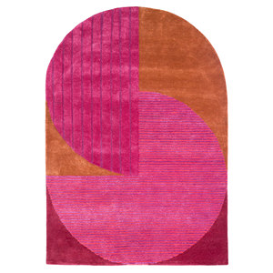 Alfombra Grande de Lana y Viscosa Hecha a Mano, Diseño Abstracto Rosa y Morado, para el Hogar o Pasillo, Forma Rectangular, Grosor de 10 mm - Modelo Tnq-3261 - Product Image 1