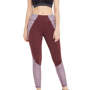 Leggings de yoga taille haute, longueur intégrale, imprimé patchwork, spandex polyester, extensible dans quatre sens, coutures contrastées, pantalon pour femmes - Product Image 1
