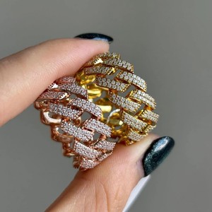 Bague inspirée du hip-hop en diamant créé en laboratoire en or 14 carats chaîne à maillons glacés remplis d'or rose pour femmes hommes bijoux de mode - Product Image 6