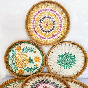 Wholesale King Craft Viet KMT Round Rattan Mother of Pearl Serving <b>Tray</b> <b>Table</b> Decor Home Kitchen Vietnamese Supplier - Product Image 4