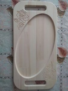 LOOK SERVING Plateau de service rectangulaire en bois de haute qualité pour les aliments Petit-déjeuner Dessert Plateau en bois d'acacia avec poignée en métal - Product Image 6